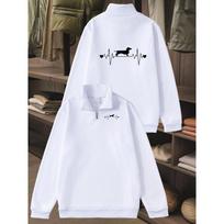 Men's Sausage Dog Printed Sweatshirt - A Loose Fitting Half Zip Sweatshirt with a Relaxed and Comfortable Sausage Dog Pattern XXL black