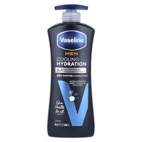 Vaseline, Men's, Cooling Hydration, 3 in 1 Body, Face & Hands Lotion, 20.3 fl oz (600 ml) black