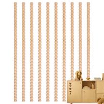 10pcs/set 15.75 Inch Wood Applique Wood Decal DIY Onlay Wood Carving Lines Carved Natural Long Wooden Furniture Decor CN beige