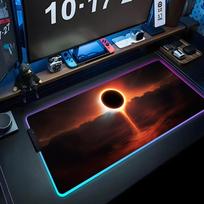 solar eclipse Mouse Pad RGB Gaming Mousepad Big LED Pad PC Desk Mat Luminous Mouse Pad Large Keyboard Mats Table Rug With RGB600x300x3mm brown