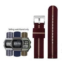 18 mm nailoninis laikrodžio dirželis CASIO a168w A158 A159 A168 A169 B650 AQ230 700 MRW200 AEQ-110 laikrodžiams, kvėpuojantis drobės dirželis apyrankė 18mm black