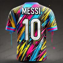 2026 Specialus leidimas Grafiti Messi Nr.10 Futbolo marškinėliai Treniruočių apranga Kvėpuojanti Oversize Unisex Sportas Tėvų ir vaikų T-shirt XS blue