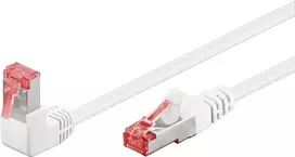 Goobay CAT 6 jungiamasis kabelis 1x 90° kampu, S/FTP (PiMF), Baltas, 5 m – fiksatorius viršuje, LSZH halogenų neturintis, Varis (51553)