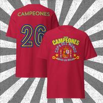 2026 Ispanija Pasaulio Čempionas Marškinėliai Unisex Unisex Vasariniai 100% Medvilnės Drabužiai Mada Per dydį Trumparankoviai Viršutiniai Drabužiai Streetwear Unisex 3XL gray