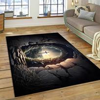 3D Malda Šventoji Biblija Kryžius Jėzus Kilimas Kilimas Miegamojo Svetainės Namų Sofos Dekoras Vaikų Žaidimų Didelis Dekoras Grindų Kilimėlis 120x160cm brown