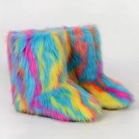 Winter Women Fluffy Faux Fox Fur Shorts Boots Comfortable Plush Warm Snow Boots Luxury Girls Furry Fashion Footwear 38 sidabras