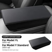 For Tesla Model YL 6 Seats Model Y Juniper Standard 2025 2026 2027 Leather Arm Rest Lid Armrest Box Protective ABS Cover Trim White / For YL and Standard gray
