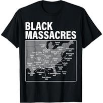 Black Massacres History Map Afro American Straggle Awareness T-Shirt 140 gray