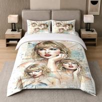 3Pcs Bed Set,Taylor Swift 1 Duvet Cover and 2 Pillowcases, Printed Bedding Decor For Guest Room 135cmx200cm