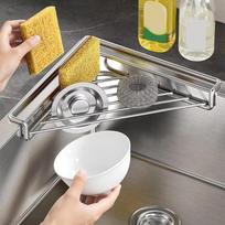 1Pcs Stainless Steel Sink Dish Drying Rack Non-Slip Triangular Sink Drainer Large Capacity Kitchen Sink Storage Shelf AB gray