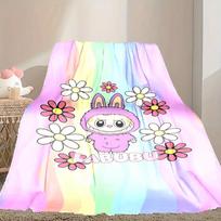 1pc Easy-Care LABUBU Blanket, Perfect for Couch, Bed, Home, Travel & More, Warm & Durable Printed Blanket 80cmx120cm