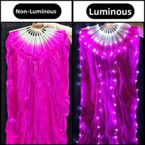 Glowing Luminous Dance Fan Classical Long Silk Fan Portable Illuminated Fan  Square Fitness Style B Left