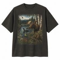 Vintage Loon Shirt North Woods Lake Cabin Nature Wildlife Graphic Tee XXXXL gray