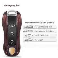 For Porsche Panamera Spyder Carrera Macan Boxster Cayman Cayenne 911 970 981 991 Smart Remote Key Case Fob Covers Bag Key Shell B-Mahogany Red gray
