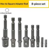 8/9Pcs Impact Socket Adapter Set, 1/4 3/8 1/2 Hex Shank Square Nut Driver Extension Bit Set For Power Drill Impact Driver Tool 8 PCS