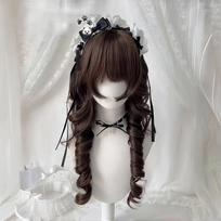 Lolita Wig with Bangs Jellyfish Head Long Curly Hair High Temperature Fibers Synthetic Wig for Cosplay Halloween Christmas gift gray