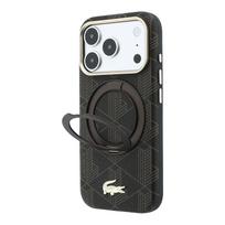 Lacoste PVC pusiau uždengiantis dėklas su žiediniu stovu ir MagSafe funkcija, skirtas iPhone 18 Pro Max, šviesiai auksinės spalvos