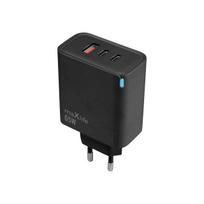 Maxlife MXTC-09-65ACC GaN PD QC įkroviklis 2x USB-C 1x USB 65W juodas
