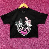 Sanrio My Melody Kuromi Heart Crop Top S pink
