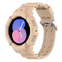 Dėklas+Apyrankė Samsung Galaxy Watch 4/5 44mm 40mm silikoninė Be tarpų apyrankė correa Apsauginis dangtelis Galaxy watch 5 dirželis 20mm Galaxy watch 5 40mm beige