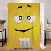 M&M's Linksmas pledas sofoms Prabangūs patalynės komplektai Paplūdimio rankšluostis Lovos pledai Veidukai Purus languotas Namų interjero metamas pledas keliams Minkštas snaudaliukui 75x90cm yellow