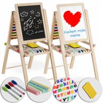 Dvipusė magnetinė ir kreidinė lenta vaikams RicoKids su abaku, 62 × 28 × 44 cm