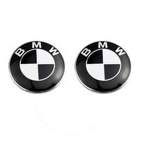 Car Hood Emblem Front Bonnet Logo Trunk Badge 2Pcs 74mm 82mm For BMW E46 E90 E39 E60 E36 E30 E61 E91 E92 E87 F10 F20 F30 X3 X5 blcr33 2Pcs 74mm juoda balta spalva