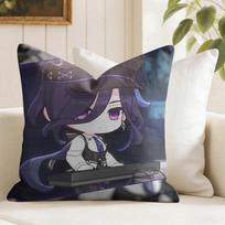 Game Genshin Impact Clorinde Cushion Cover Natural Linen Double Sided Print  Throw Pillow Case for Sofa Couch Home Decor 30cmx30cm(12x12Inch) gray