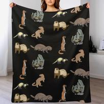 Ferret lover Gifts and merchandiseGifts For Ferret owner and ferret lover Throw Blanket Cozy Napping Blanket Gift for Mom Dad 100x125cm (40x50inch) gray