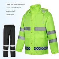 Fluorescentinis Atspindintis Lietaus Kostiumas Lietaus Kelnės Kostiumas Darbuotojų Draudimas Eismo Saugos Patrulis Važiavimas Dviračiu Atskiri Elementai Lietaus Kostiumas Darbo Važiavimas Dviračiu Vandeniui Atsparus 4XL juoda/mėlyna