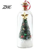 LED Lighted Wishing Bottle Recordable Message Night Light, Christmas Tree Ornaments, Snowy Micro Landscape Decor Decoration with Santa Scene, Creative B white