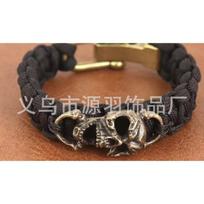 Gothic Skull Paracord Bracelet Handmade Adjustable Wristband Men Women Cycling Outdoor Festival Accessory Black Cord 50g gray