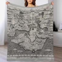 Shadow of the Colossus map Throw Blanket Anti Shedding Soft Fuzzy Blanket for Home 75cm*90cm gray
