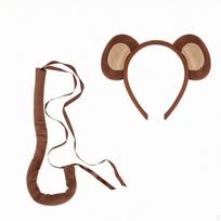 Primato ausų lankelis ir uodegos rinkinys Pūkuota beždžionės kailio vaikams, jaunimui brown
