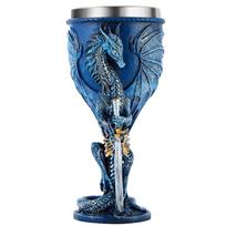 J1UL1N Blue Dragon Goblet Dungeons And Dragons Gift Holy Grail Wine Goblet Flying Dragon Sword Goblet mėlyna