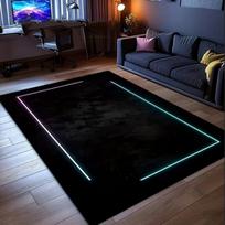 Neon Geometric Gaming Area Rug Washable Non Slip Large E-Sports Floor Mat for Gamer Desk Bedroom Game Room Home Decor 40x60cm 16x24inch