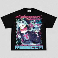 Rebecca Cyberpunk 2077 Vintage Anime Graphic Shirt T-Shirt Retro Tee 140 blue