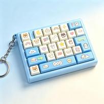 Cartoon Keyboard Keychain 26-grid Keycap Clicker New Button Clicker  Schoolbag Charm Pendent mėlyna