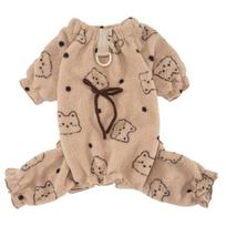 Ruffles Dog Pajamas Puppy Onesies Outfits Thicken Warm Fleece Jumpsuit Winter Dog Clothes for Small Dogs S smėlis