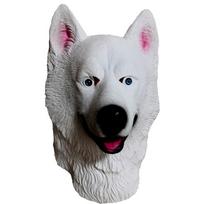 Latex Halloween Costume Mask White Husky Dog Head Cover Animal Cosplay Accessory Adults Husky