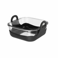 Square Air-Fryer Glass Liner Dishwasher Safe Borosilicate Air Fryer Insert pilka spalva