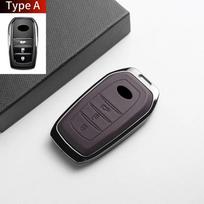 Leather Metal Car Smart Key Case For Yaris Cross Hilux Innova Fortuner Camry Land Cruiser 200 300 Prado Crown TLK 200 Key Shell violetinė