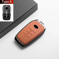 Leather Metal Car Smart Key Case For Yaris Cross Hilux Innova Fortuner Camry Land Cruiser 200 300 Prado Crown TLK 200 Key Shell oranžinė
