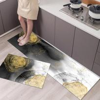 Kitchen Floor Mat Set Bedroom Long Area Rugs Bathroom Baths Washable Anti -Slip Entrance Doormat Home Decoration Hallway Carpet 40cmx60cm 1pc black
