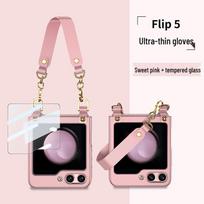 Creative Wrist Strap Foldable Case with Integrated Shell & Film for Samsung Z Flip5 SM-Flip5