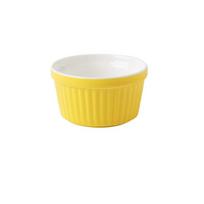 4Pcs Dishwasher-Safe Colorful Ramekins for Baking Oven Safe Ceramic Souffle Cups Mini Stackable Condiment Dish Lava Cakes yellow
