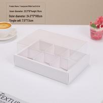Kraft Paper 12-Cell Hot Pot Picnic Box with Transparent Lid 9 Grid Kraft with Transparent Lid white