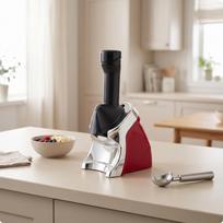 Stainless Steel Fruit Ice Cream Maker | builtin Lock, Compact Countertop Design, Manual Red_Us 110V beige