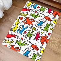 1pc Keith Haring Ascending2 Print Area Rug - Soft, Washable Non-Slip Indoor Mat for Office Chairs, Living Room, Home Office Decorative Rug 40cmx60cm black