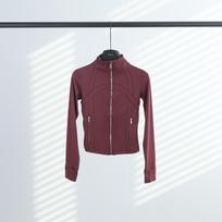 Women's Stand Collar Yoga Jacket with Gold Zipper - Quick-Drying Fitness Cardigan M black
